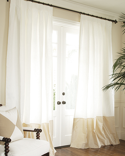 Silk Bordered Classic Linen Custom Drapery